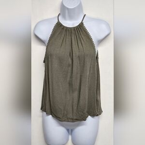 Divided H&M 6 Olive Green Racerback Top Spaghetti Straps Pillowcase Style Top